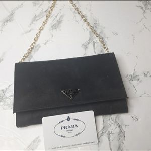 Prada long wallet / Woc with added chain nero